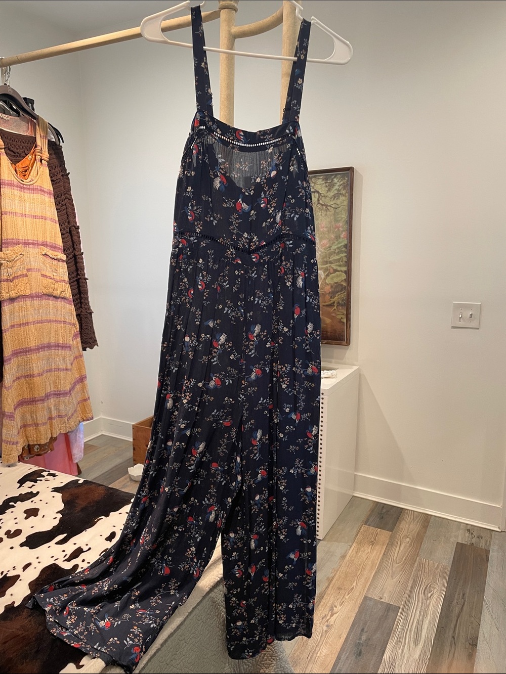 Target Navy Floral Wide-Leg Romper Jumpsuit